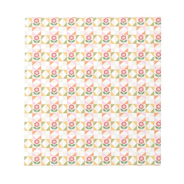 Bloc-note Petite fleur rouge bloc de patchwork (Devant)