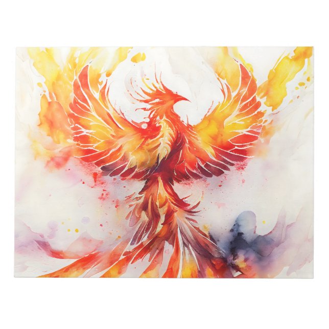 Bloc-note Phénix flamboyant il est ailes aquarelle Art (Devant)