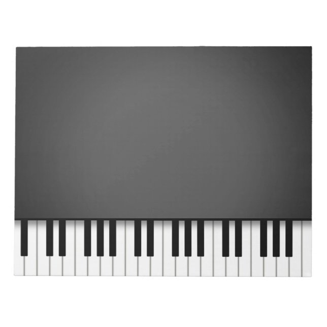 Bloc-note Piano Clavier amusant Noir 8.5x11 Musique (Devant)