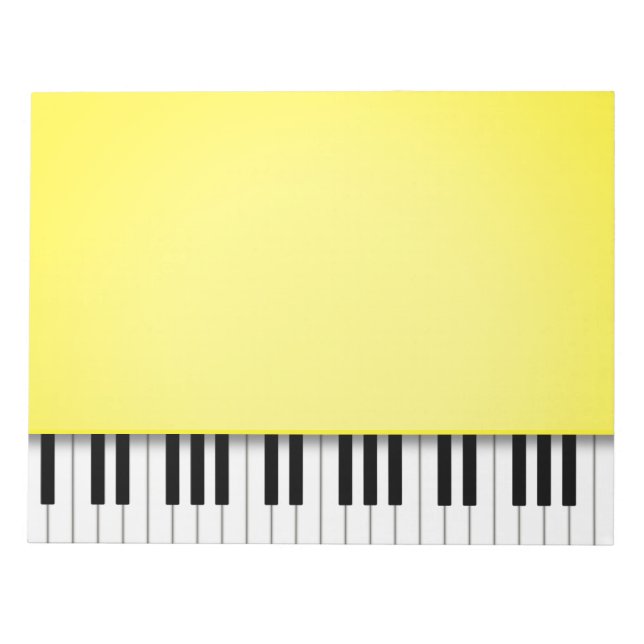 Bloc-note Piano Clavier Lumineux Jaune 8.5x11 Musique (Devant)