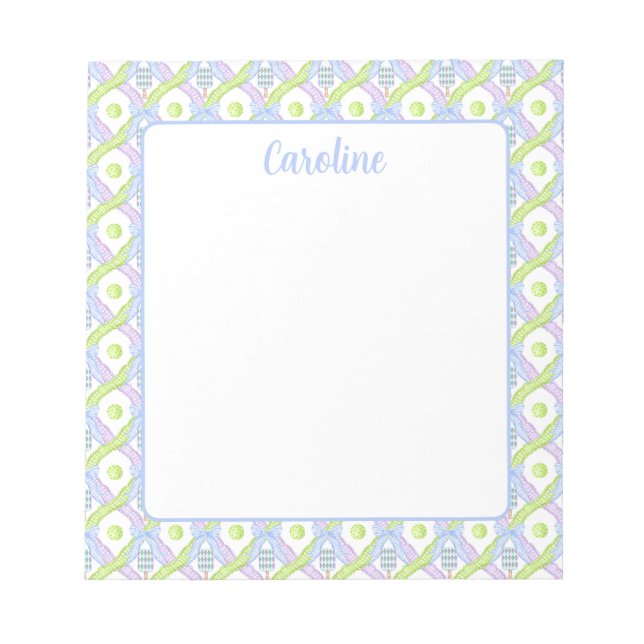 Bloc-note Pickleball Paddles de Jacquard d'aquarelle Preppy (Devant)