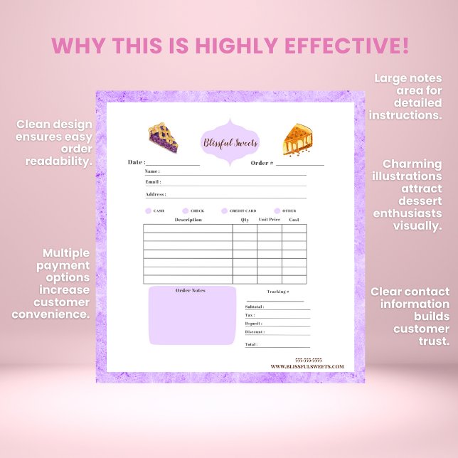 Bloc-note Pie d'aquarelle et gâteaux Boulangerie reçus Bloc- (Créateur téléchargé)