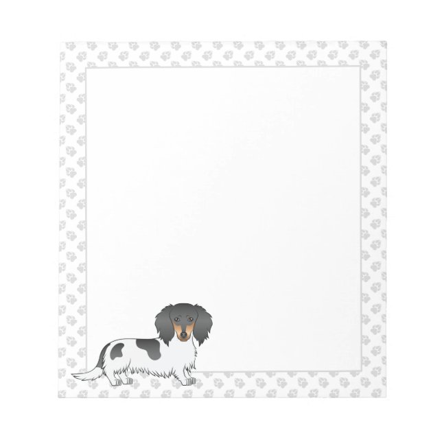 Bloc-note Piebald Noir Et Tan Longues Cheveux Dachshund & Pa (Devant)
