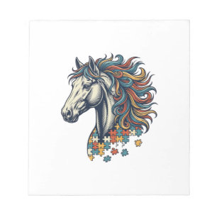 Bloc-note Pièce de puzzle de cheval coloré T-Shirt gravure v