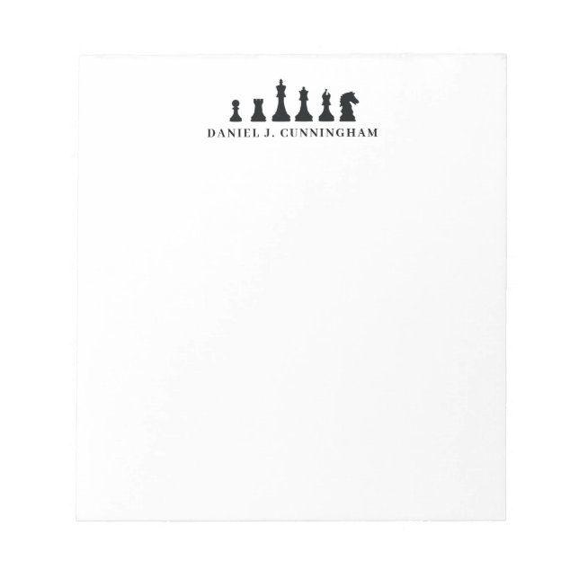 Bloc-note Pièces de jeu d'échecs noir classique Monogramme  (Devant)