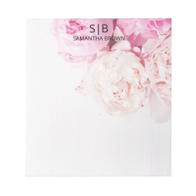 Bloc-note Pies roses Monogramme Feminine Modèle moderne (Devant)