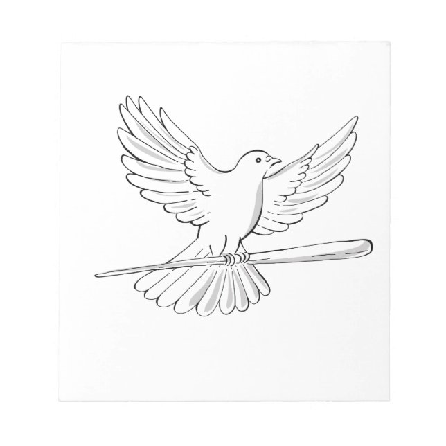 Bloc-note Pigeon ou Colombe Volant avec Dessin de Canne (Devant)