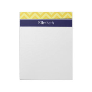 Bloc-note Pineapple Lt Yellow LG Chevron Navy Nom monogram