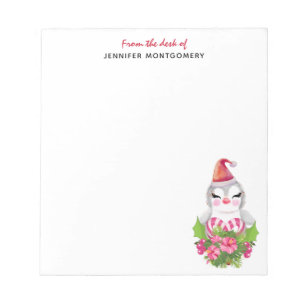 Bloc-note Pingouin de Noël mignon à Santa Hat