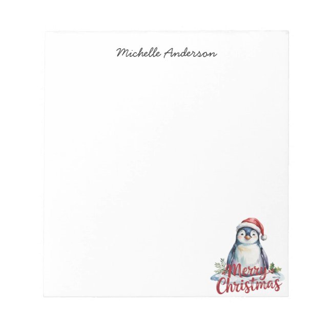 Bloc-note Pingouin mignon personnalisé à Noël de Noël (Devant)