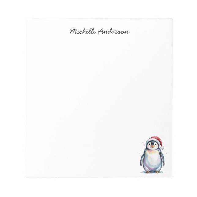 Bloc-note Pingouin mignon personnalisé à Noël de Noël (Devant)