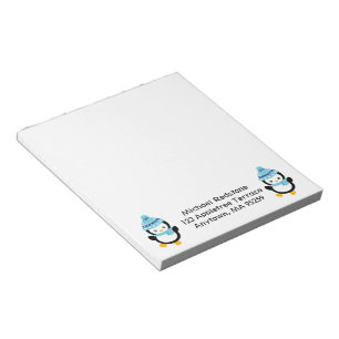 Bloc-note Pingouins habillés pour l'hiver avec du texte en b