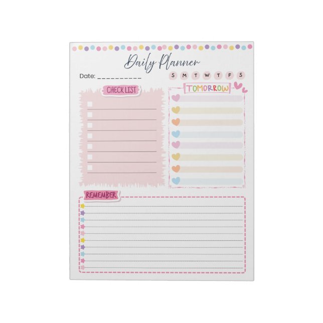 Bloc-note Pink Aesthetic Daily Planner Notepad (Tourné)