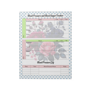 Bloc-note Pink and Blue Roses Sang Sugar and Blood Pressur