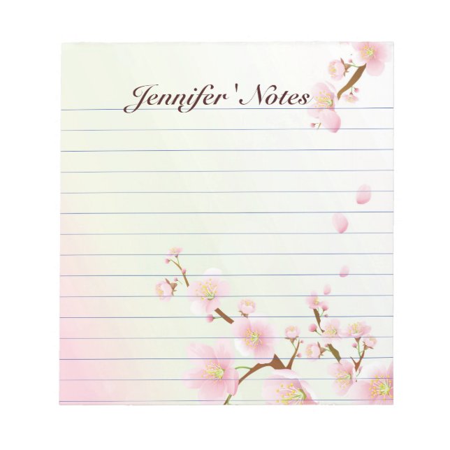 Bloc-note Pink and White Cherry Blossom Nature Monogram (Devant)