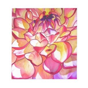 Bloc-note Pink Dahlia fleurs aquarelle art