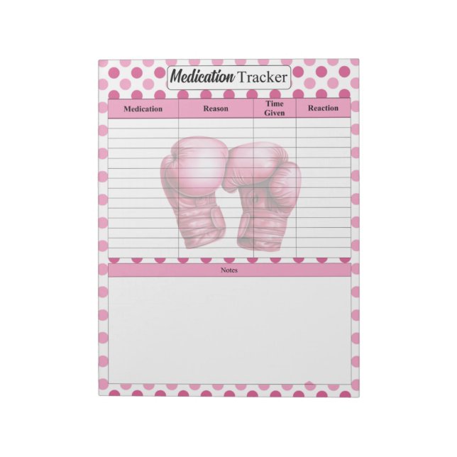 Bloc-note Pink Floral Breast Cancer_ Suivi des médicaments (Tourné)
