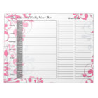 Pink Floral Hebdomadaire Personnalisé Menu Plan Bl