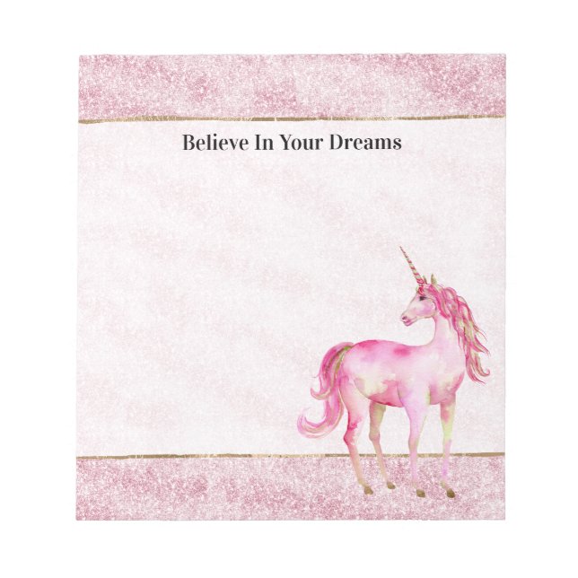 Bloc-note Pink Glitz Glitter Unicorn (Devant)
