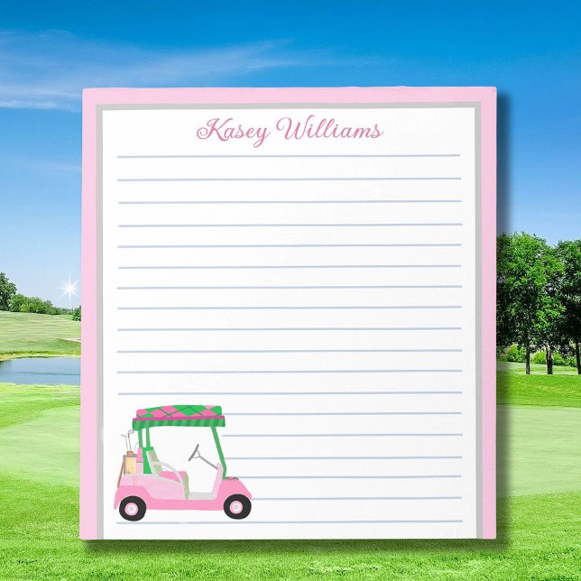 Bloc-note Pink Personnalisé Panier de golf Nom Linked (Créateur téléchargé)