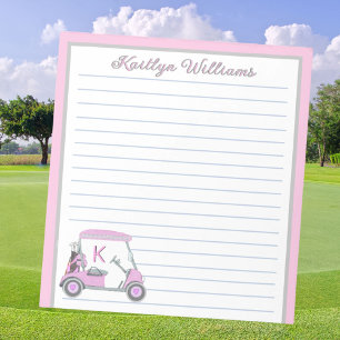 Bloc-note Pink Personnalisé Panier de golf Nom Linked