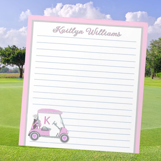 Bloc-note Pink Personnalisé Panier de golf Nom Linked (Créateur téléchargé)