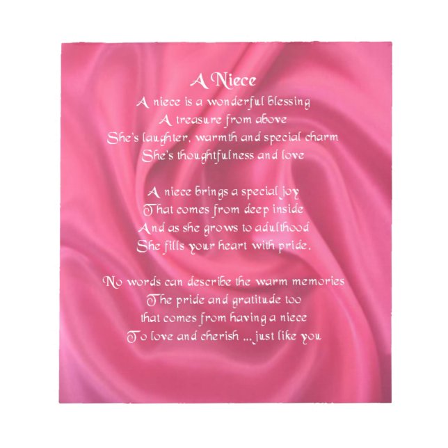 Bloc-note Pink - Poème nièce (Devant)