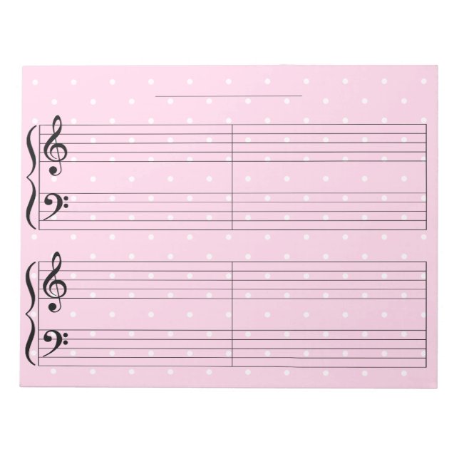 Bloc-note Pink Polka Dot Kids Extra Wide Rule Piano Music No (Devant)