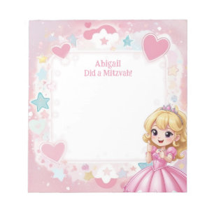 Bloc-note Pink Princess Thème Blonde Personnalisé Mitzvah