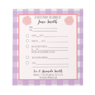 Bloc-note Pink Purple Flower School Note Excusez 1 enfant
