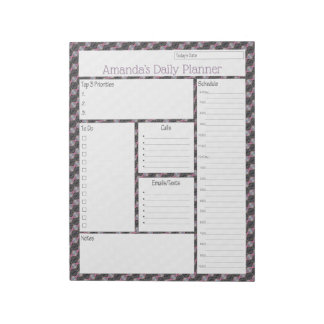 Bloc-note Pink Streamer Résumé Design Daily Planner