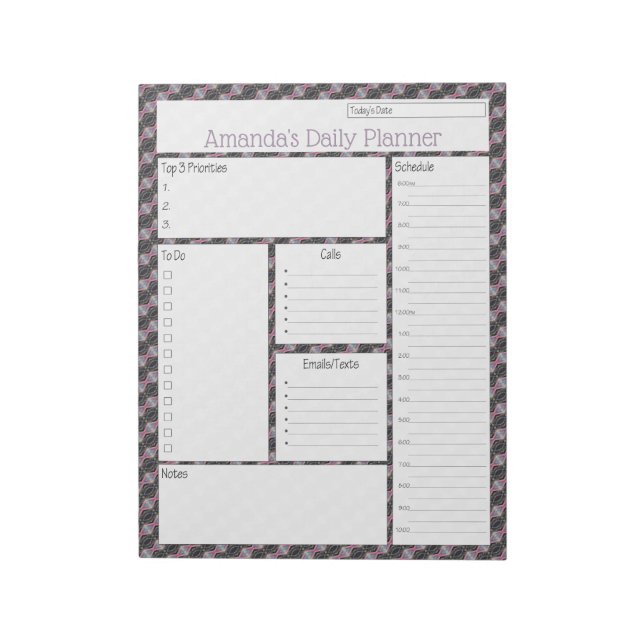 Bloc-note Pink Streamer Résumé Design Daily Planner (Tourné)