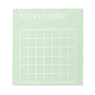 Bloc-note Pistachio Planificateur calendrier novembre non da