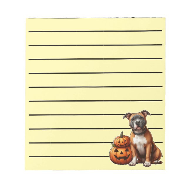 Bloc-note Pitbull avec Citrouilles d'Halloween (Devant)