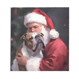 Bloc-note Pitbull avec le Père Noël Fête de Noël