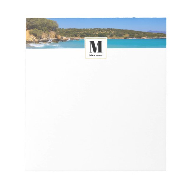 Bloc-note Plage exotique Île tropicale Paradis Monogramme (Devant)