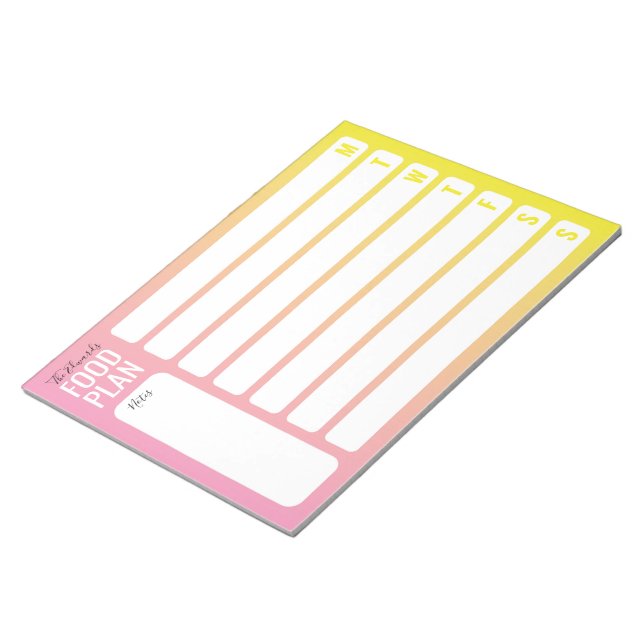 Bloc-note Plan alimentaire Bulletin hebdomadaire de planific (Incliné)