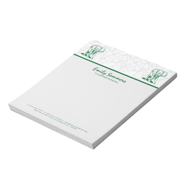 Bloc-note Plan de ligne d'éléphant vert Monogramme Chasseur  (Tourné)