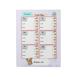 Bloc-note Plan de repas personnalisé pour enfants + case à c