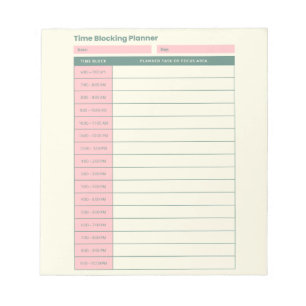 Bloc-note Planificateur à blocs de temps minimalistes, dispo