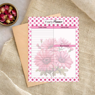 Bloc-note Planificateur annuel à fleurs roses