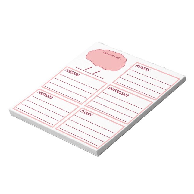 Bloc-note Planificateur de 5 jours (Tourné)