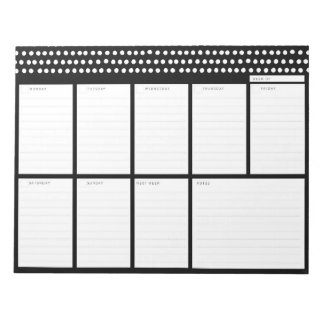 Bloc-note Planificateur de bureau hebdomadaire pois