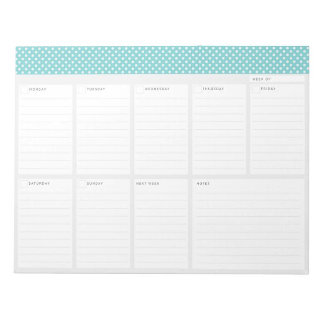 Bloc-note Planificateur de bureau hebdomadaire pois (Devant)
