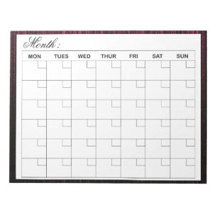 Bloc-note Planificateur de calendrier mensuel élégant