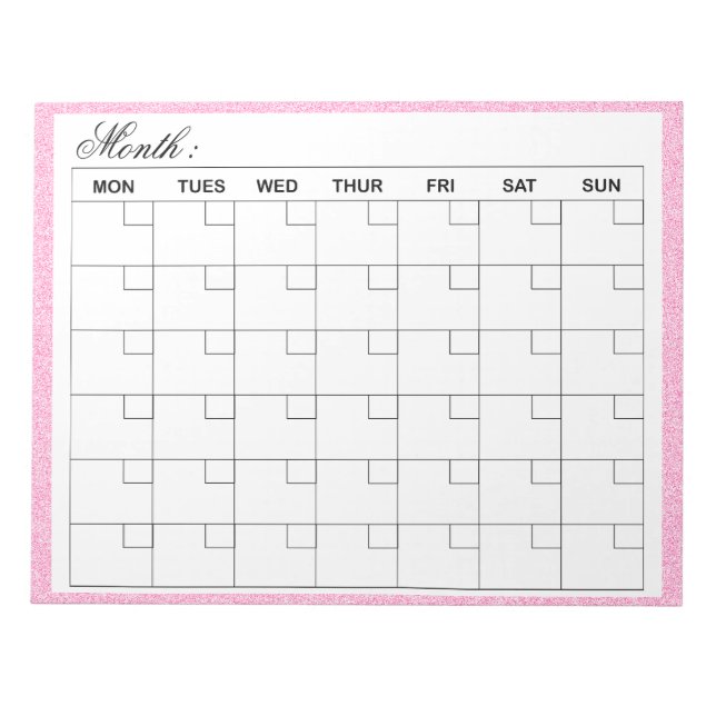 Bloc-note Planificateur de calendrier mensuel élégant (Devant)