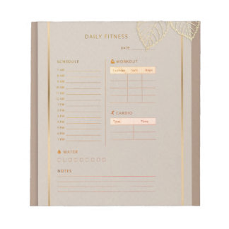 Bloc-note  Planificateur de fitness quotidien or aquarelle c