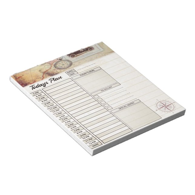 Bloc-note Planificateur de jour de voyage (Incliné)