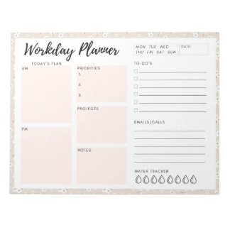 Bloc-note Planificateur de jours de travail des fleurs