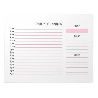 Bloc-note Planificateur de liste de tâches quotidien rose et